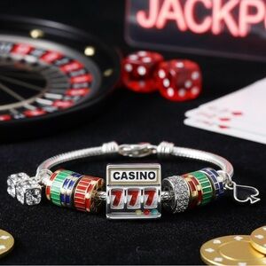 Charm for Bracelet  Sterling Silver 925 Casino